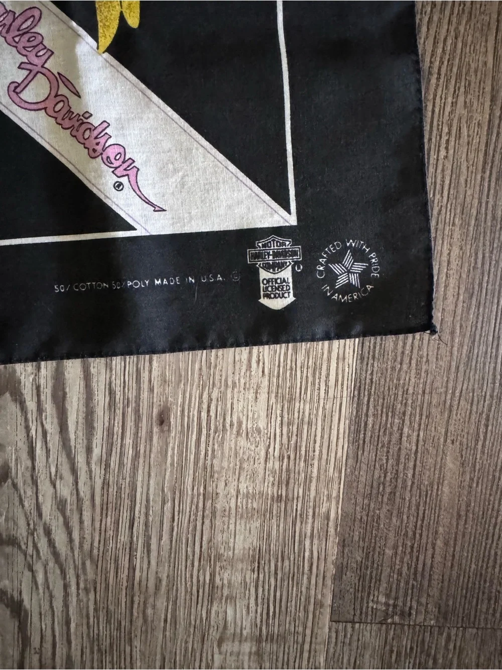 Harley-Davidson Vintage  Black Bandana with Yellow Eagle and Pink Script